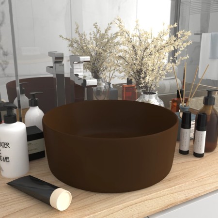 Lavabo de lujo redondo cerámica marrón oscuro mate 40x15 cm de vidaXL, Lavabos - Ref: Foro24-147017, Precio: 68,06 €, Descuen...