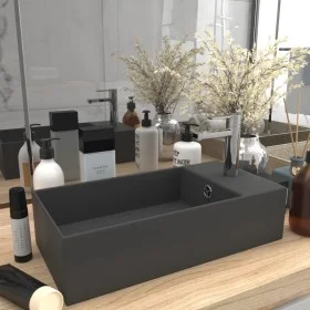 Lavabo con rebosadero cerámica gris oscuro de vidaXL, Lavabos - Ref: Foro24-146994, Precio: 60,44 €, Descuento: %