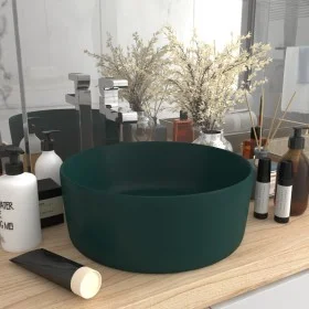 Matte dark green round ceramic luxury washbasin 40x15 cm by vidaXL, Sinks - Ref: Foro24-147014, Price: 83,10 €, Discount: %