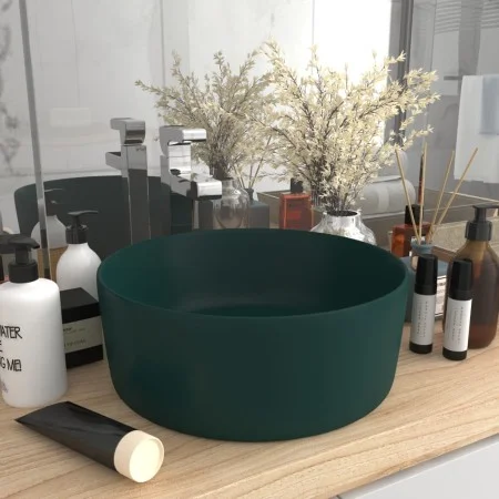 Lavabo de lujo redondo cerámica verde oscuro mate 40x15 cm de vidaXL, Lavabos - Ref: Foro24-147014, Precio: 83,10 €, Descuent...