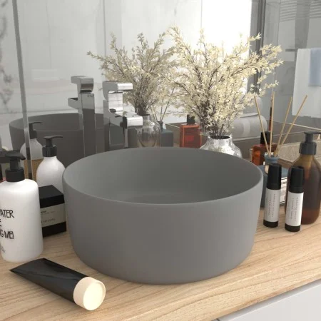 Mattes hellgraues rundes Luxuswaschbecken aus Keramik 40x15 cm von vidaXL, Sinkt - Ref: Foro24-147015, Preis: 67,84 €, Rabatt: %