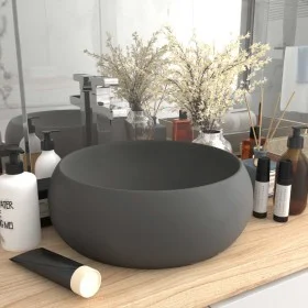 Luxuriöses rundes Keramikwaschbecken dunkelgrau matt 40x15 cm von vidaXL, Sinkt - Ref: Foro24-147005, Preis: 68,49 €, Rabatt: %