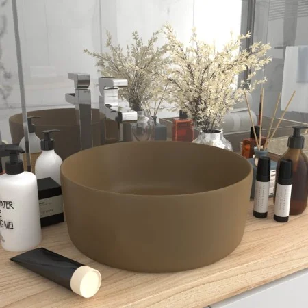 Luxury round matte cream ceramic sink 40x15 cm by vidaXL, Sinks - Ref: Foro24-147018, Price: 60,92 €, Discount: %