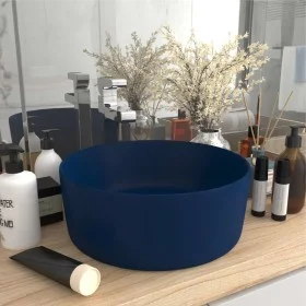 Matte dark blue round ceramic luxury washbasin 40x15 cm by vidaXL, Sinks - Ref: Foro24-147012, Price: 75,40 €, Discount: %
