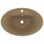 Luxuriöses Waschbecken mit Überlauf aus mattcremefarbener Keramik, 58,5 x 39 cm von vidaXL, Sinkt - Ref: Foro24-146941, Preis...