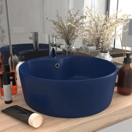 Lavabo lujo con rebosadero cerámica azul oscuro mate 36x13 cm de vidaXL, Lavabos - Ref: Foro24-147034, Precio: 64,35 €, Descu...
