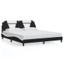 Estructura cama con luces LED cuero PE negro blanco 180x200 cm de , Camas y somieres - Ref: Foro24-3214041, Precio: 245,76 €,...