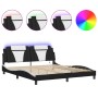 Estructura cama con luces LED cuero PE negro blanco 180x200 cm de , Camas y somieres - Ref: Foro24-3214041, Precio: 245,76 €,...