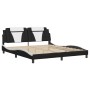 Estructura cama con luces LED cuero PE negro blanco 180x200 cm de , Camas y somieres - Ref: Foro24-3214041, Precio: 245,76 €,...