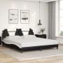 Estructura cama con luces LED cuero PE negro blanco 180x200 cm de , Camas y somieres - Ref: Foro24-3214041, Precio: 245,76 €,...