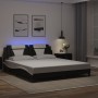 Estructura cama con luces LED cuero PE negro blanco 180x200 cm de , Camas y somieres - Ref: Foro24-3214041, Precio: 245,76 €,...
