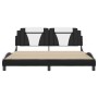 Estructura cama con luces LED cuero PE negro blanco 180x200 cm de , Camas y somieres - Ref: Foro24-3214041, Precio: 245,76 €,...
