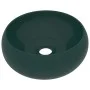Matte dark green round ceramic luxury washbasin 40x15 cm by vidaXL, Sinks - Ref: Foro24-147003, Price: 80,77 €, Discount: %