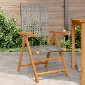 Gartenstühle 2 Stk. massives Akazienholz Rattan PE grau von , Gartenstühle - Ref: Foro24-367652, Preis: 156,10 €, Rabatt: %