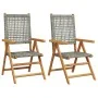 Sillas de jardín 2 uds madera maciza de acacia ratán PE gris de , Sillas de jardín - Ref: Foro24-367652, Precio: 156,10 €, De...