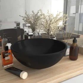 Matte black round ceramic luxury washbasin 32.5x14 cm by vidaXL, Sinks - Ref: Foro24-146975, Price: 76,00 €, Discount: %