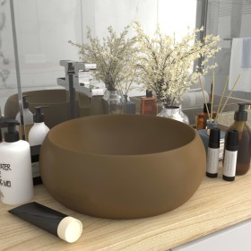 Lavabo de lujo redondo cerámica crema mate 40x15 cm de vidaXL, Lavabos - Ref: Foro24-147007, Precio: 70,97 €, Descuento: %