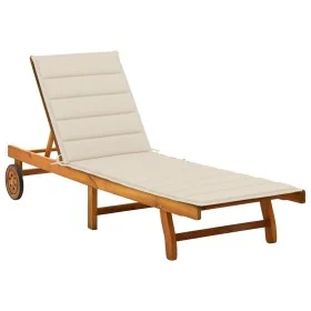 Tumbona de jardín con cojín madera maciza de acacia de , Tumbonas - Ref: Foro24-3061347, Precio: 208,76 €, Descuento: %