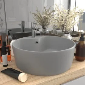 Luxurious washbasin with matte light gray ceramic overflow 36x13 cm by vidaXL, Sinks - Ref: Foro24-147037, Price: 72,54 €, Di...