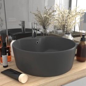 Lavabo lujoso con rebosadero cerámica gris oscuro mate 36x13 cm de vidaXL, Lavabos - Ref: Foro24-147038, Precio: 60,56 €, Des...