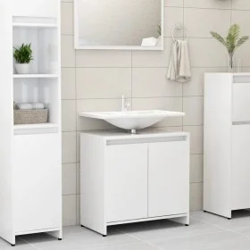 Armario de baño madera contrachapada blanco brillo 60x33x61 cm de vidaXL, Muebles de baño - Ref: Foro24-802648, Precio: 51,65...