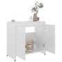 Armario de baño madera contrachapada blanco brillo 60x33x61 cm de vidaXL, Muebles de baño - Ref: Foro24-802648, Precio: 49,14...