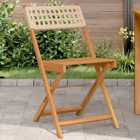 Sillas de bistró 2 uds madera maciza de acacia ratán PE beige de , Sillas de jardín - Ref: Foro24-367677, Precio: 89,58 €, De...