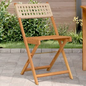 Sillas de bistró 2 uds madera maciza de acacia ratán PE beige de , Sillas de jardín - Ref: Foro24-367677, Precio: 88,54 €, De...