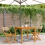Sillas de bistró 2 uds madera maciza de acacia ratán PE beige de , Sillas de jardín - Ref: Foro24-367677, Precio: 88,54 €, De...