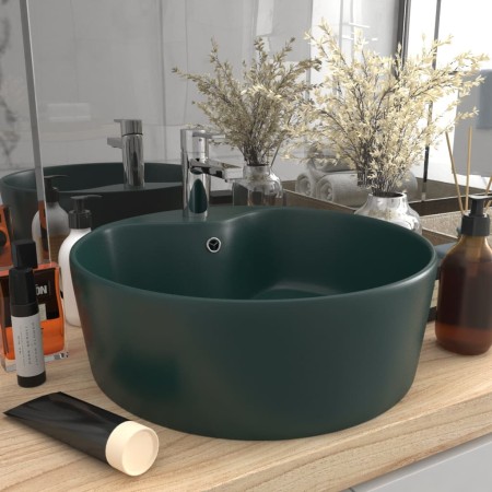 Lavabo lujo con rebosadero cerámica verde oscuro mate 36x13 cm de vidaXL, Lavabos - Ref: Foro24-147036, Precio: 60,68 €, Desc...
