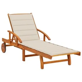 Tumbona de jardín con cojín madera maciza de acacia de , Tumbonas - Ref: Foro24-3061605, Precio: 235,90 €, Descuento: %