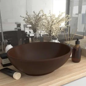 Matte dark brown ceramic oval luxury washbasin 40x33 cm by vidaXL, Sinks - Ref: Foro24-146929, Price: 55,30 €, Discount: %