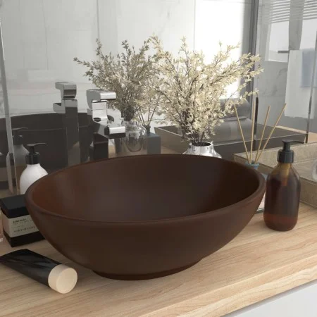 Matte dark brown ceramic oval luxury washbasin 40x33 cm by vidaXL, Sinks - Ref: Foro24-146929, Price: 55,30 €, Discount: %