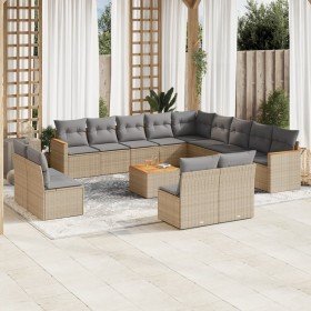 Set sofás jardín 14 pzas y cojines ratán sintético beige mezcla en Conjuntos de jardín | Comprar online en Foru.es