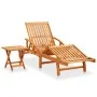 Garden sun lounger with table and cushion made of solid acacia wood. by , Loungers - Ref: Foro24-3061620, Price: 247,69 €, Di...