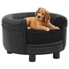Sofá para perros felpa y cuero sintético negro 48x48x32 cm de vidaXL, Camas para perros - Ref: Foro24-170957, Precio: 92,47 €...
