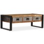 Mesa de centro 3 cajones madera maciza reciclada 100x50x35 cm en Mesas de centro | Comprar online en Foru.es