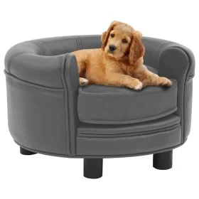 Sofá para perros felpa y cuero sintético gris 48x48x32 cm de vidaXL, Camas para perros - Ref: Foro24-170956, Precio: 83,94 €,...