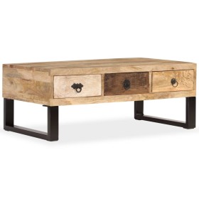Mesa de centro con 3 cajones madera maciza de mango 90x50x35 cm en Mesas de centro | Comprar online en Foru.es