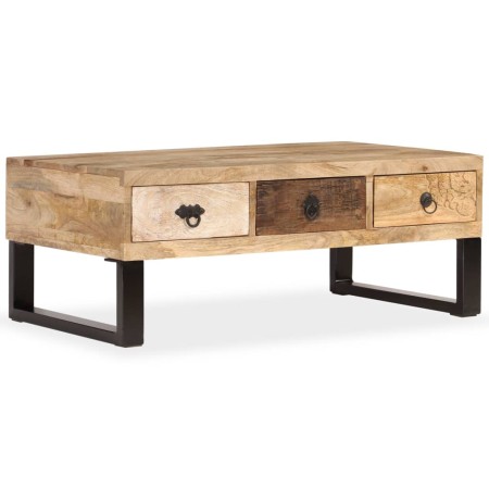 Mesa de centro con 3 cajones madera maciza de mango 90x50x35 cm en Mesas de centro | Comprar online en Foru.es
