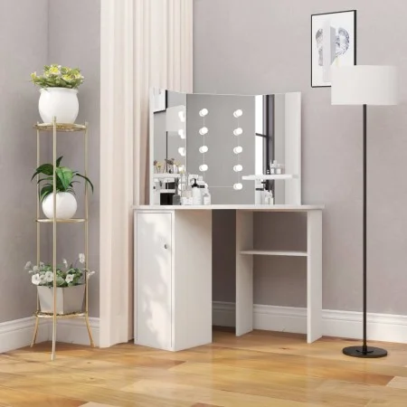 Tocador de esquina mesa de maquillaje con luz LED blanca de vidaXL, Tocadores para dormitorios - Ref: Foro24-288450, Precio: ...