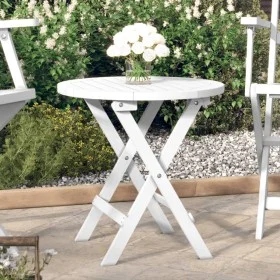 Folding garden table solid white acacia wood Ø 46 cm by , Garden tables - Ref: Foro24-312117, Price: 53,65 €, Discount: %