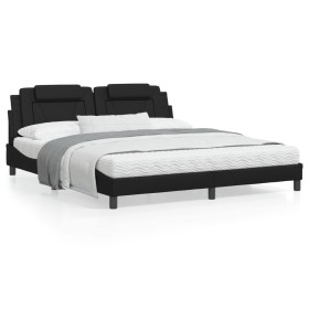 Estructura de cama con cabecero cuero sintético negro 180x200cm de , Camas y somieres - Ref: Foro24-3208110, Precio: 235,21 €...