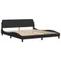 Bed frame with synthetic leather headboard black 180x200cm by , Beds and slatted bases - Ref: Foro24-3208110, Price: 235,56 €...