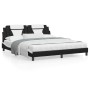 Estructura de cama con cabecero cuero sintético negro y blanco de , Camas y somieres - Ref: Foro24-3208115, Precio: 237,35 €,...