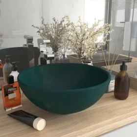 Matte dark green ceramic round luxury washbasin 32.5x14 cm by vidaXL, Sinks - Ref: Foro24-146970, Price: 68,72 €, Discount: %