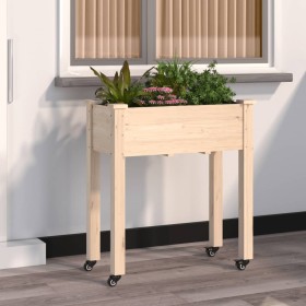 Jardinera con forro y ruedas madera maciza de abeto 71x37x80 cm de , Maceteros y jardineras - Ref: Foro24-3157823, Precio: 56...