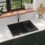 Double sink kitchen with overflow black granite by vidaXL, Sinks - Ref: Foro24-147085, Price: 177,49 €, Discount: %