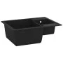 Küchenspüle mit Doppelbecken und Überlauf aus schwarzem Granit von vidaXL, Sinkt - Ref: Foro24-147085, Preis: 177,49 €, Rabat...