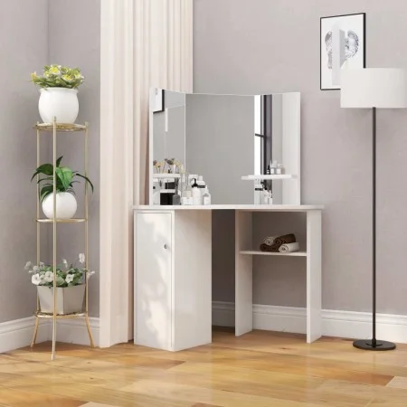 Mesa tocador de maquillaje de esquina blanca de vidaXL, Tocadores para dormitorios - Ref: Foro24-288451, Precio: 151,86 €, De...